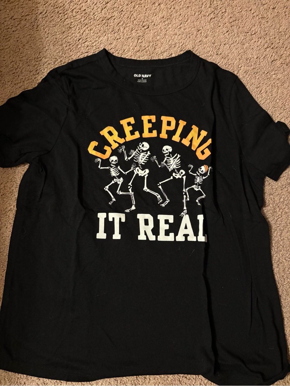 Old Navy womens Black "Creeping It Real" Halloween Graphic Tee